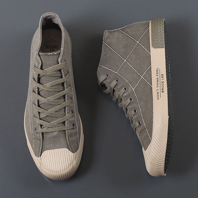 Herre Stitching High Top Pustende Canvas Sko Casual Court Sneakers