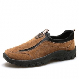 Herre Suede Leather Elastisk Slip On Outdoor Hiking Sneakers