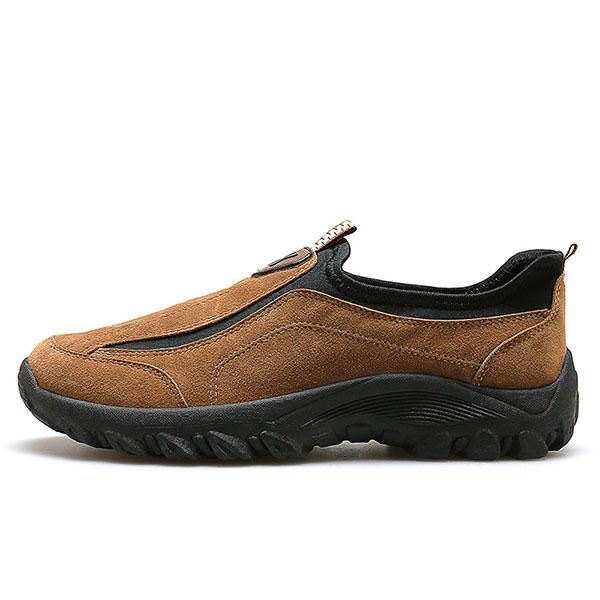 Herre Suede Leather Elastisk Slip On Outdoor Hiking Sneakers