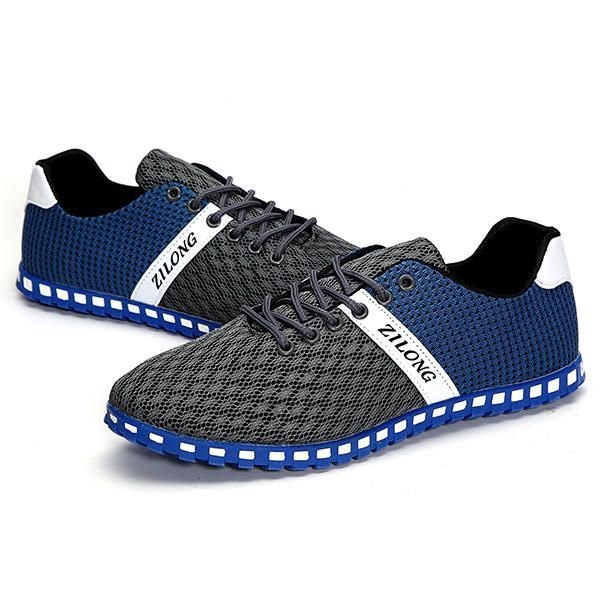 Stor Størrelse Herre Mesh Pustende Casual Outdoor Canvas Flat Joggesko