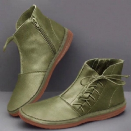 Dame Bowknot Dekorasjon Rund Toe Side Glidelås Ankel Casual Boots