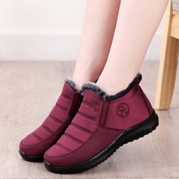 Dame Comfy Varmt Fôr Vanntett Slip On Snow Boots