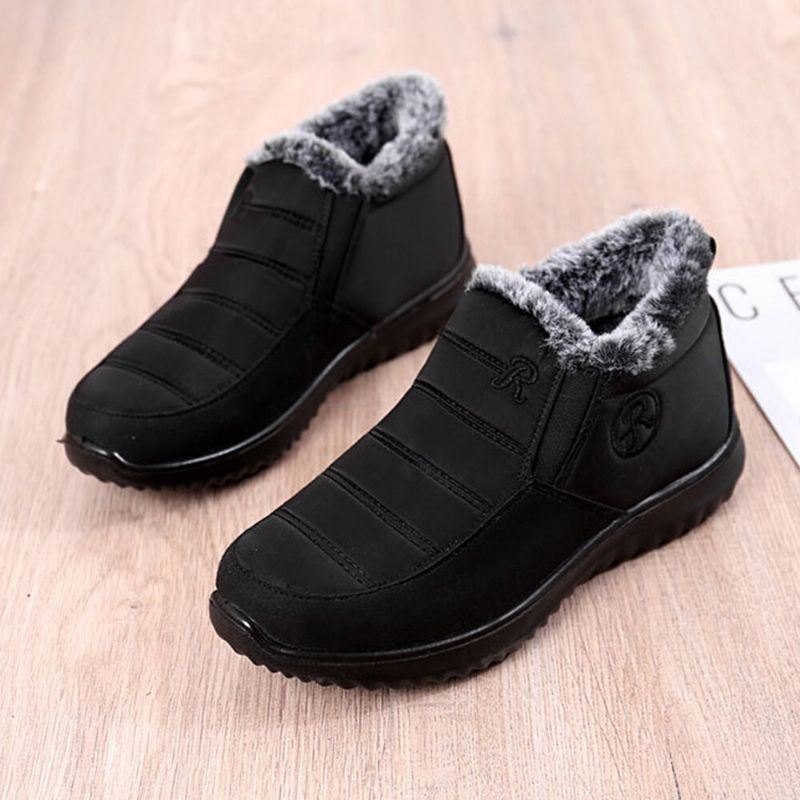 Dame Comfy Varmt Fôr Vanntett Slip On Snow Boots