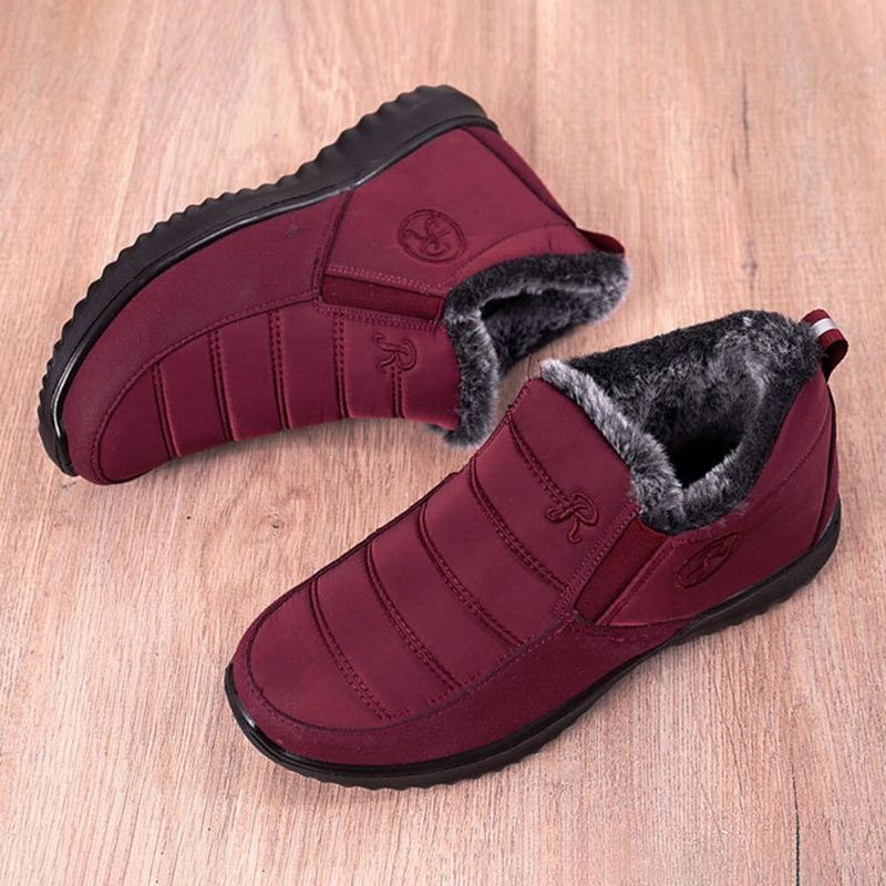 Dame Comfy Varmt Fôr Vanntett Slip On Snow Boots