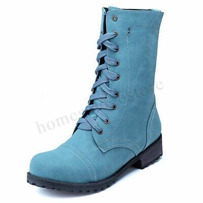 Dame Plus Size Motorsykkel Rund Toe Retro Mid Calf Boots