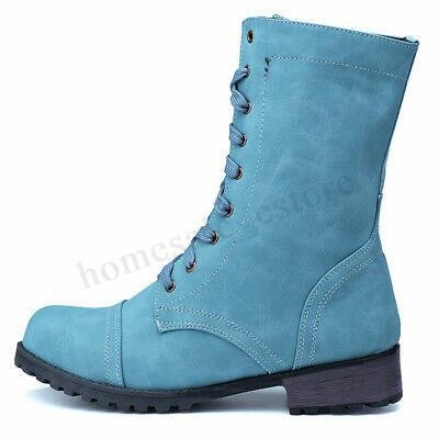 Dame Plus Size Motorsykkel Rund Toe Retro Mid Calf Boots