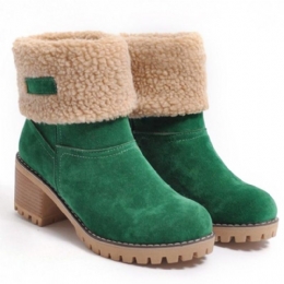 Dame Semsket Warm Lining Folding Platform Chunky Heel Short Boots