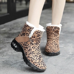 Dame Varmfôret Sklisikre Leopard Slip On Short Snow Boots