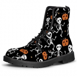 Halloween Dame Funny Skjelett Pumpkin Printing Myk Gummi Sklisikker Yttersåle Martin Boots