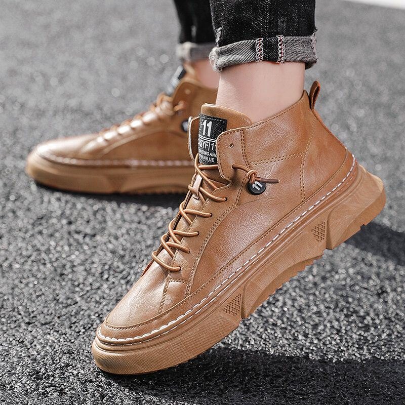 Herre Microfiber Leather Waterproof High Top Sports Tooling Boots