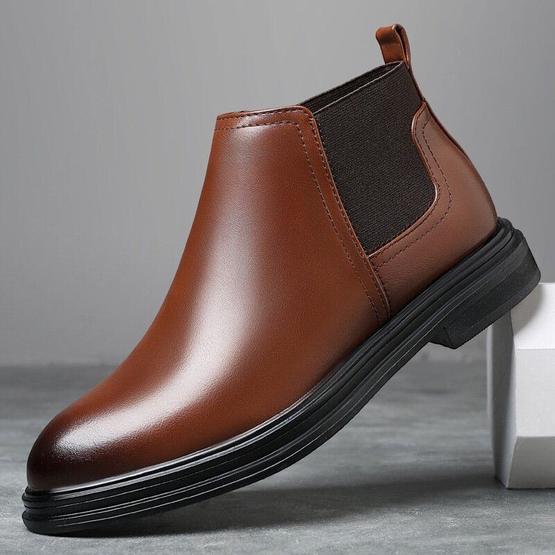 Herre Pustende Spiss Tå Myk Såle Komfortabel Slip On Casual Chelsea Boots