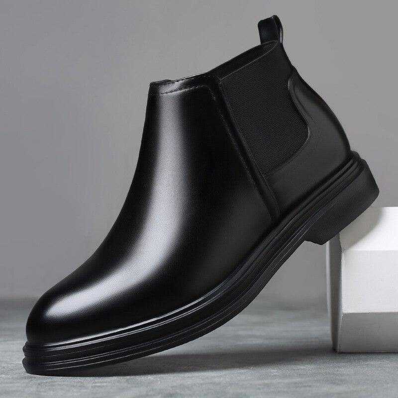 Herre Pustende Spiss Tå Myk Såle Komfortabel Slip On Casual Chelsea Boots