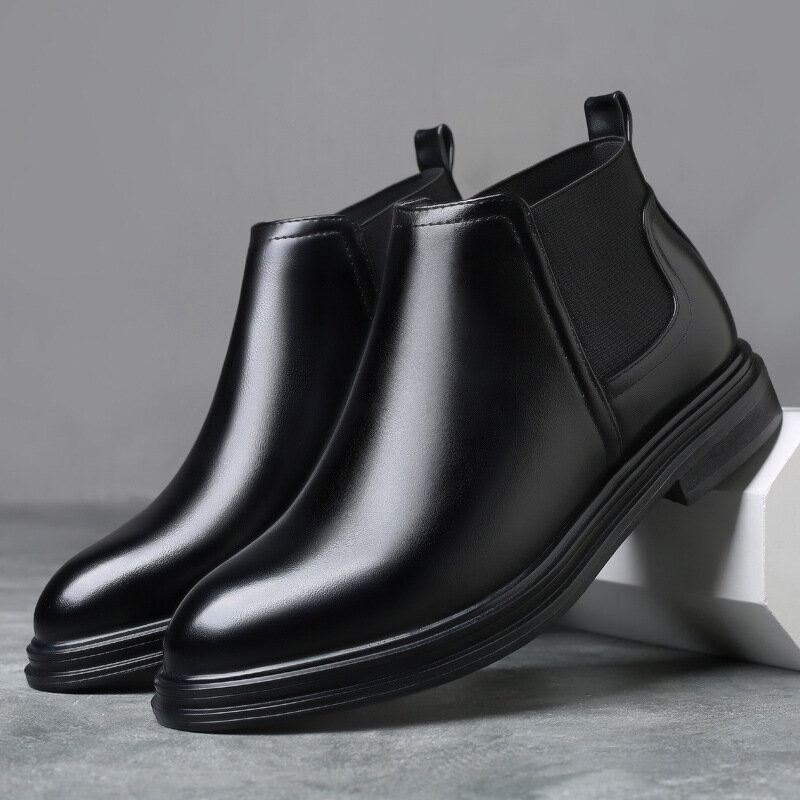 Herre Pustende Spiss Tå Myk Såle Komfortabel Slip On Casual Chelsea Boots