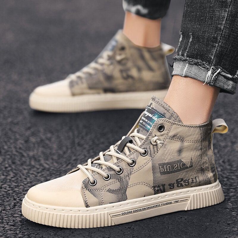 Herre Rundt Letter Printed Sneakers Casual Board Boots