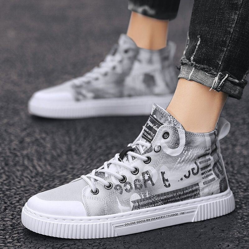 Herre Rundt Letter Printed Sneakers Casual Board Boots