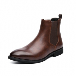 Herre Skinn Spiss Tå Myk Såle Trendy Slip On Casual Chelsea Boots