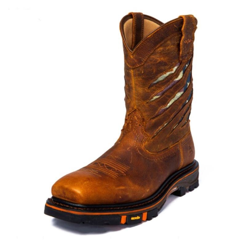 Herre Sklisikre Firkantede Hode Slip-on Mid-tube Cowboy Boot