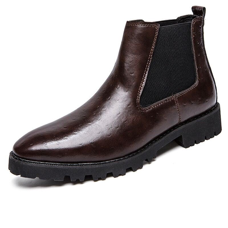 Herre Vintage Elastiske Slip-on Business Lær Ankel Chelsea Boots