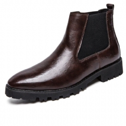 Herre Vintage Elastiske Slip-on Business Lær Ankel Chelsea Boots