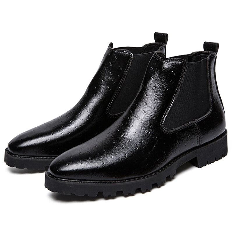 Herre Vintage Elastiske Slip-on Business Lær Ankel Chelsea Boots