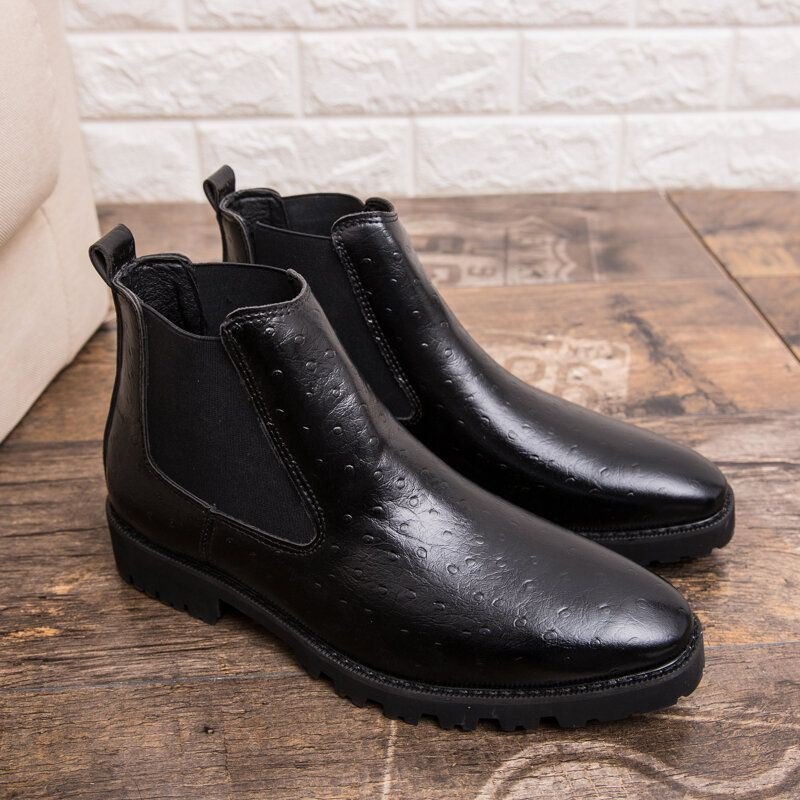 Herre Vintage Elastiske Slip-on Business Lær Ankel Chelsea Boots