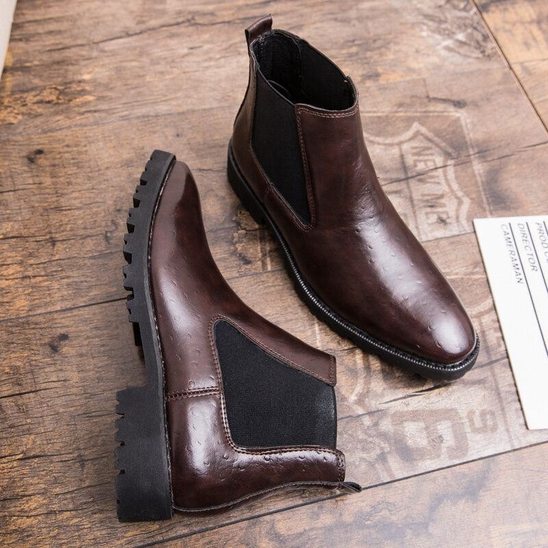 Herre Vintage Elastiske Slip-on Business Lær Ankel Chelsea Boots