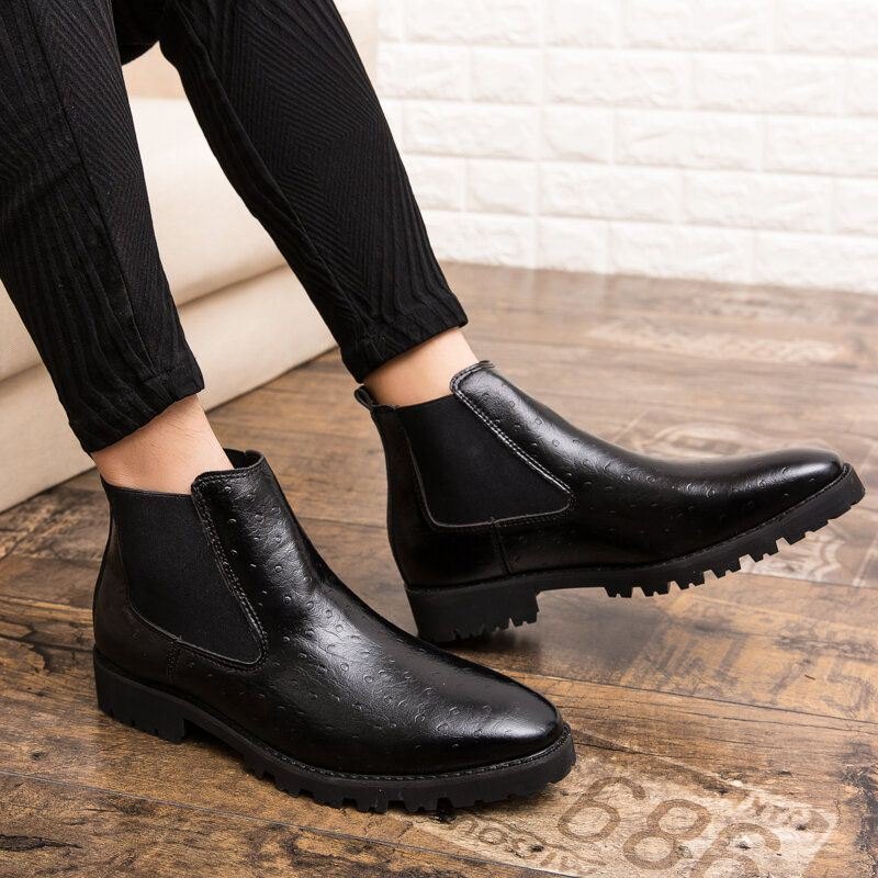 Herre Vintage Elastiske Slip-on Business Lær Ankel Chelsea Boots