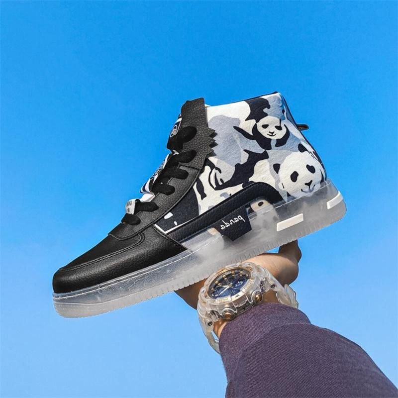 Plus Size Dame Søt Panda Print Comfy Skateboard Boots