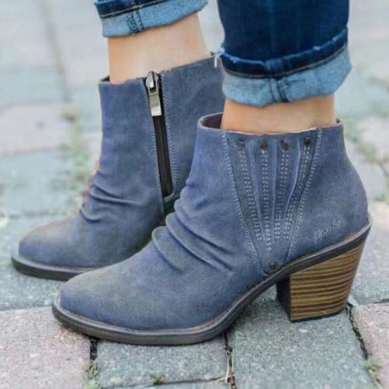 Stor Størrelse Dame Casual Retro Sideglidelås Chunky Heel Boots