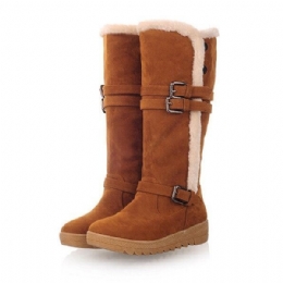 Stor Størrelse Dame Vinter Pelsfôr Holder Varmen Mid Calf Snow Boots