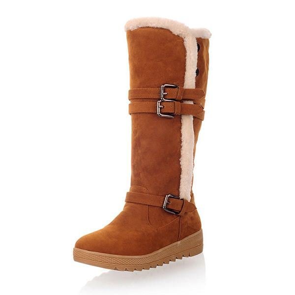 Stor Størrelse Dame Vinter Pelsfôr Holder Varmen Mid Calf Snow Boots