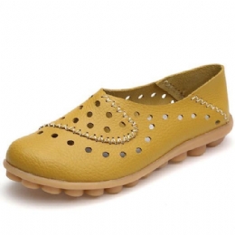 Stor Størrelse Damesko Hollow Out Leather Flats