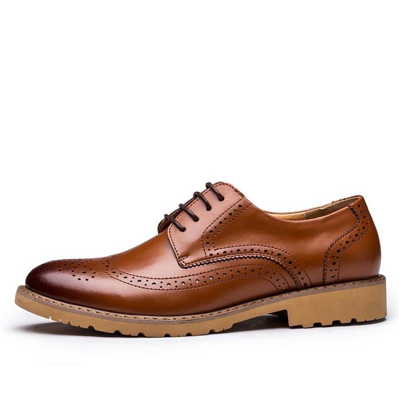 Brogue Utskårne Business Casual Oxfords I Ekte Skinn For Menn