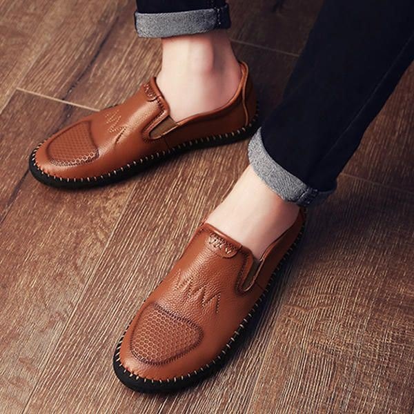 Casual Slip On Outdoor Men Oxfords Sko Lær