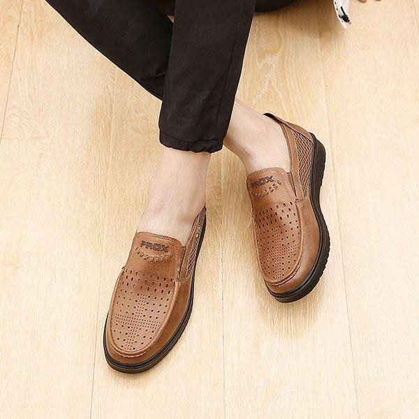 Comfy Men Leather Pustende Hollow Outs Slip On Oxfords