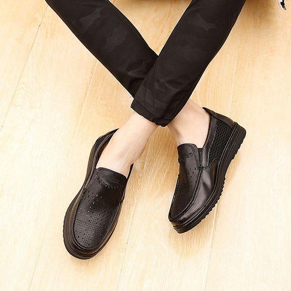 Comfy Men Leather Pustende Hollow Outs Slip On Oxfords