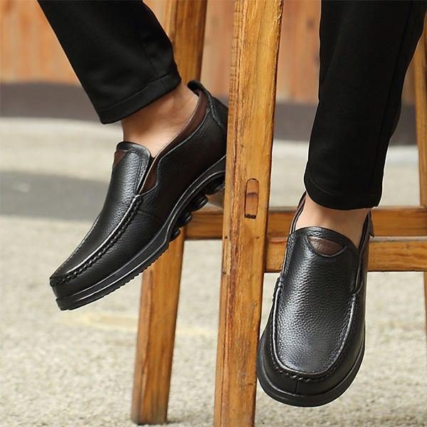 Herre Big Size Leather Casual Myk Slip On Casual Business Flats