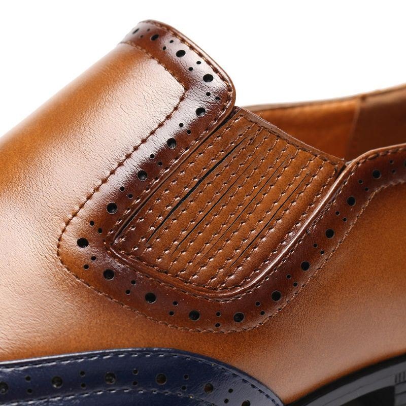 Herre Brogue Carved Color Spicing Slip On Business Oxfords