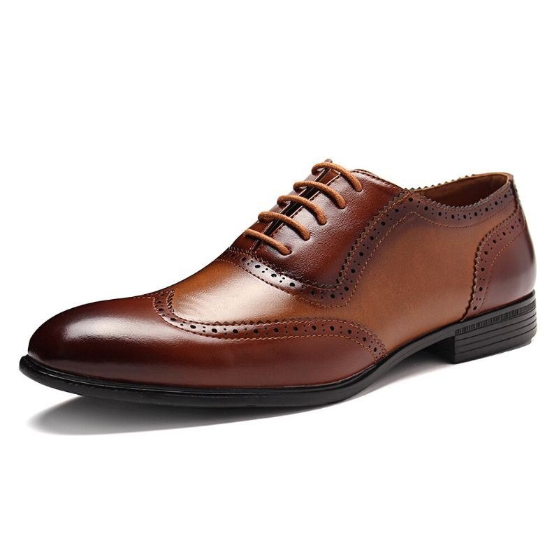 Herre Brogue Carved Spicing Leather Pointed Toe Business Oxfords