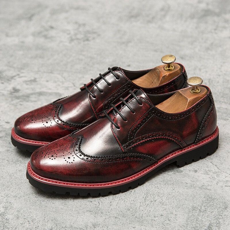 Herre Brogue Craved Retro Gentleman Dress Sko