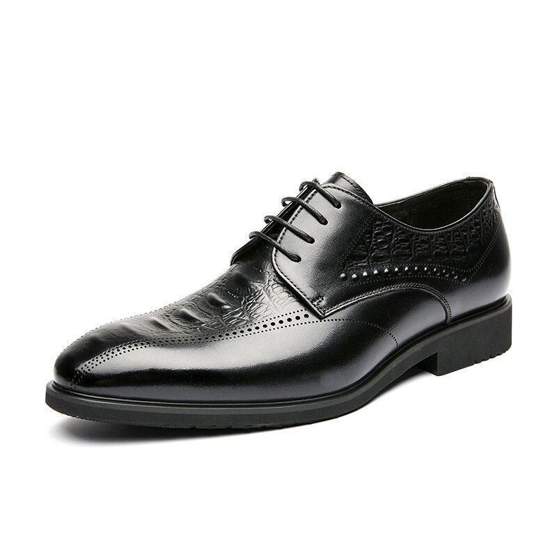 Herre Brogue Preget Oxfords Cowhide Leather Dress Sko