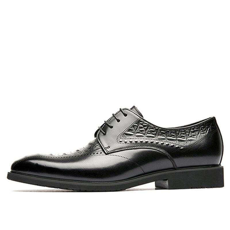 Herre Brogue Preget Oxfords Cowhide Leather Dress Sko