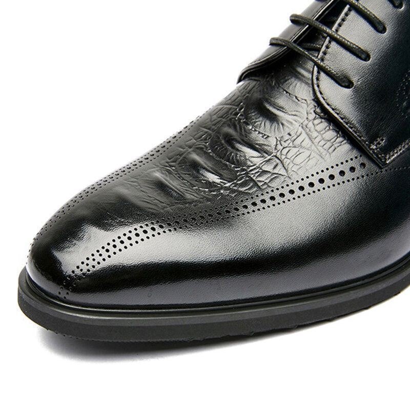 Herre Brogue Preget Oxfords Cowhide Leather Dress Sko