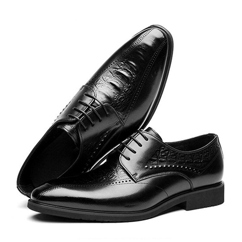 Herre Brogue Preget Oxfords Cowhide Leather Dress Sko