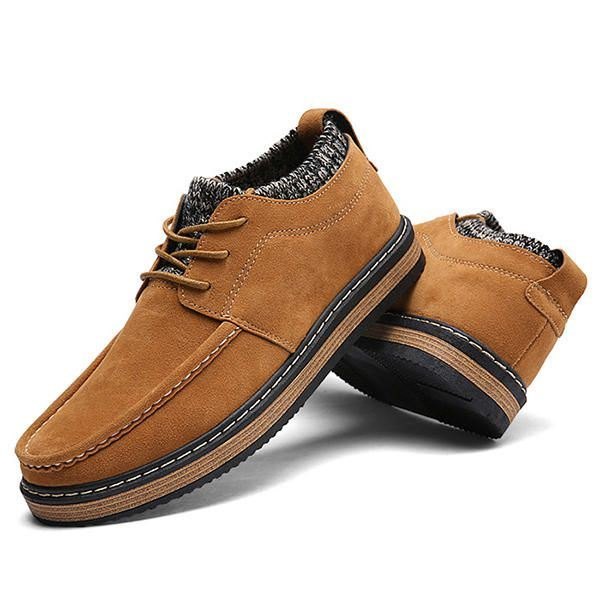 Herre Brogue Style Strikket Semsket Myk Såle Varm Oxfords Sko