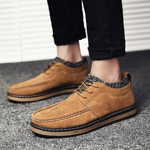 Herre Brogue Style Strikket Semsket Myk Såle Varm Oxfords Sko