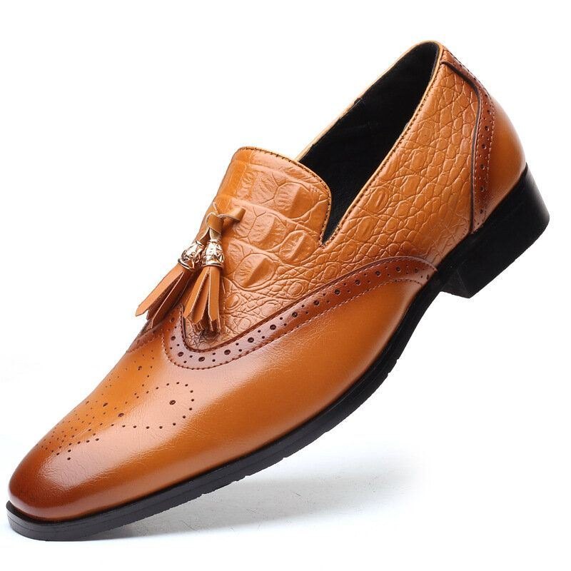 Herre Brogue Tassel Decor Dress Loafers Slip On Business Uformelle Formelle Sko