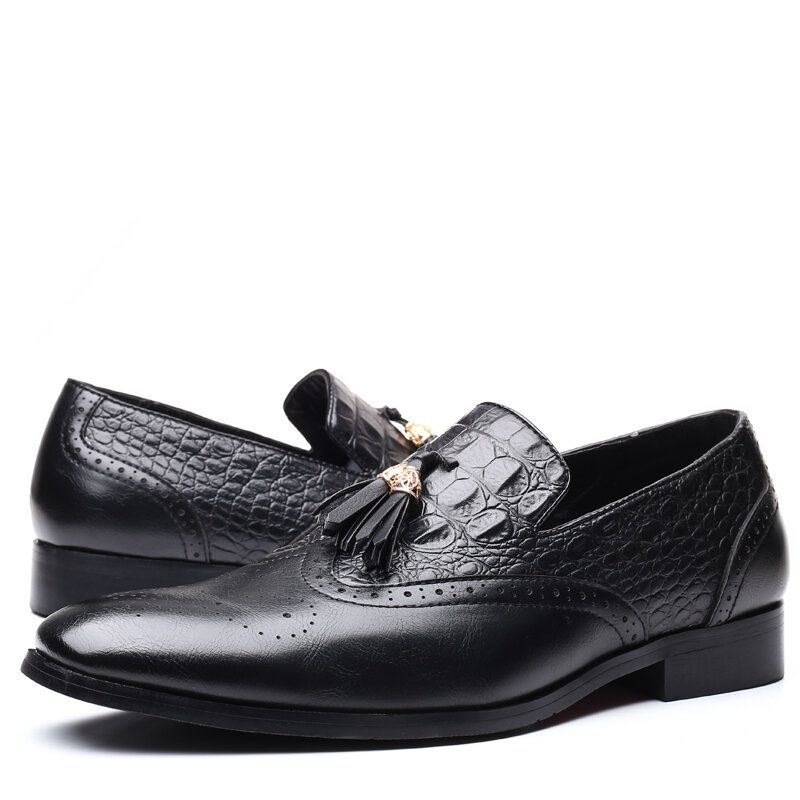 Herre Brogue Tassel Decor Dress Loafers Slip On Business Uformelle Formelle Sko