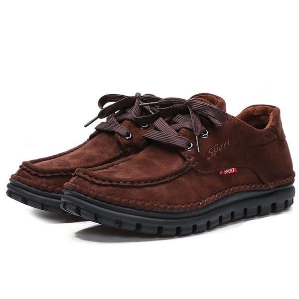 Herre Casual Moc Toe Stitching Comfy Varmt Fôr Semsket Skinn High Top Oxfords Støvler