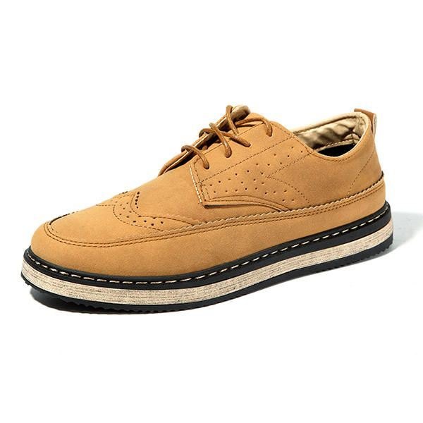 Herre Casual Retro Britisk Skinn Brogue Oxfords Sko